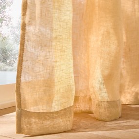 Λινή διαφανής κουρτίνα με πιέτες και κύματα, ONEGA