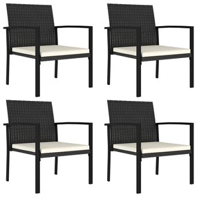 Καρέκλες Τραπεζαρίας Κήπου 4 τεμ. Μαύρες από Συνθετικό Ρατάν - Μαύρο
