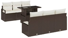 vidaXL Σετ Καναπέ Κήπου 7 pcs Καφέ και κρεμ 100 x 55 x 73 εκ