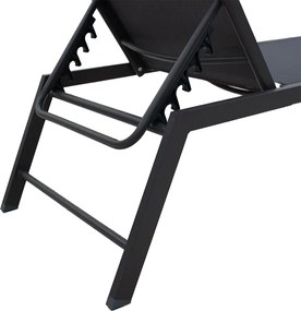 Ξαπλώστρα Kiara pakoworld αλουμίνιο-textilene ανθρακί στοιβαζόμενη