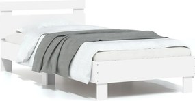 vidaXL Πλαίσιο Κρεβατιού με Κεφαλάρι Λευκό 90x200 εκ. Επεξεργ. Ξύλο
