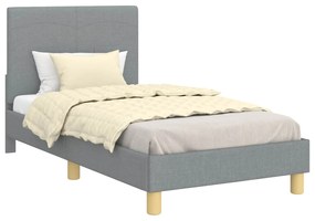 vidaXL Κρεβάτι Παιδικής Κρεβατοκάμαρας με Κεφαλάκι Ανοιχτό γκρι ύφασμα