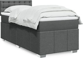 vidaXL Κρεβάτι Boxspring με Στρώμα Σκούρο Γκρι 100x200 εκ. Υφασμάτινο