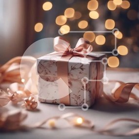 Intra Συλλεκτικό Ξύλινο Παζλ Plywood 4mm - Κομψό κουτί δώρου με φιόγκο και κορδέλα στο τραπέζι Σε Ξύλινο Κουτί - Διαστάσεις: 10x10 cm – 25 κομμάτια