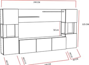 Σύνθεση Τηλεόρασης Λευκό / Τικ FLOFU 160x31.5x125