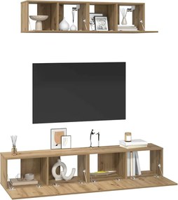 vidaXL Σετ επίπλου τηλεόρασης 4 pcs Artisan Oak Επεξεργασμένο ξύλο