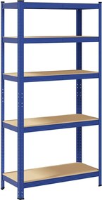 vidaXL Ραφιέρα Γωνιακή 5 Επιπέδων Μπλε από Ατσάλι &amp; Επεξεργασμένο Ξύλο