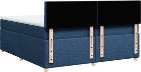 vidaXL Κρεβάτι Boxspring με Στρώμα Μπλε 200x200 εκ. Υφασμάτινο
