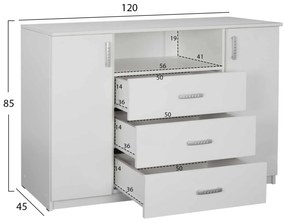 ΜΠΟΥΦΕΣ ΜΕ 2 ΝΤΟΥΛΑΠΙΑ Κ 3 ΣΥΡΤΑΡΙΑ ADLER ΛΕΥΚΟΣ HM2430.03 120X45X85Y εκ.
