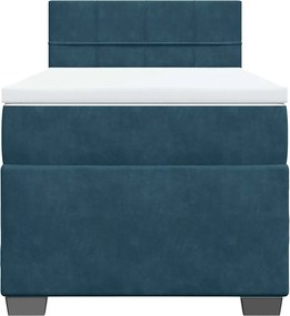 vidaXL Κρεβάτι Boxspring με Στρώμα Σκούρο Μπλε 80 x 200 εκ. Βελούδινο