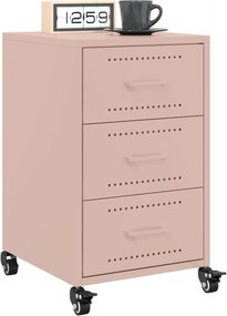 vidaXL Κομοδίνο Ροζ 36x39x59 εκ. από Χάλυβα