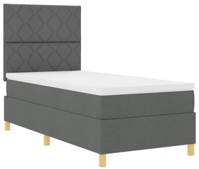 vidaXL Κρεβάτι Box Spring με στρώμα σκούρο γκρι 90x200 εκ. ύφασμα
