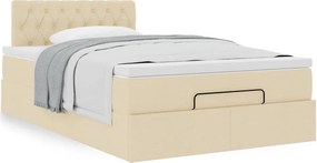 vidaXL Οθωμανικό κρεβάτι με στρώμα Cream 120x200cm ύφασμα