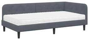 vidaXL Κρεβάτι Γωνίας με στρώμα Σκούρο Γκρι 100 x 200 cm Βελούδο