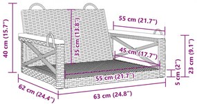 Παγκάκι Κούνια Γκρι 63x62x40 εκ. από Συνθετικό Ρατάν - Γκρι