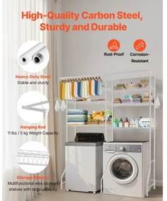 VEVOR Over Washer and Dryer Storage Shelf Two Row 6 Tiers Washer Rack White