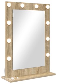 vidaXL Καθρέφτης Τουαλέτας Sonoma oak MDF, Γυαλί 70 x 50 x 18 cm
