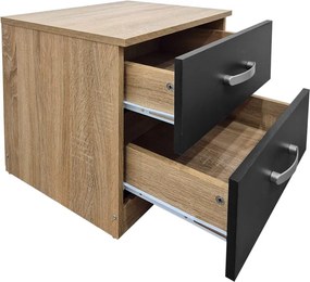 Κομοδίνο Athos pakoworld σε sonoma-ανθρακί απόχρωση 48x40x41.5εκ