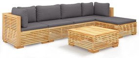 vidaXL Σαλόνι Κήπου Σετ 6 Τεμαχίων από Μασίφ Ξύλο Teak με Μαξιλάρια