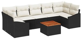 vidaXL Σετ Καναπέ Κήπου 8 pcs Μαύρος, λευκός