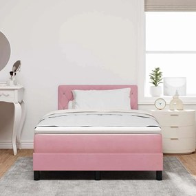vidaXL Κρεβάτι με ελατήρια με στρώμα Ροζ 120 x 200 cm Βελούδο