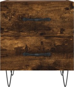 vidaXL Κομοδίνα 2 τεμ. Καπνιστή Δρυς 40 x 35 x 47,5 εκ. Επεξεργ. Ξύλο