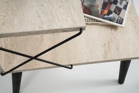 Nightstand Cross - Black, Travertine Travertine Black