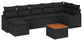 vidaXL Σετ Καναπέ Κήπου με μαξιλάρι 8 pcs Μαύρο Πολυ ράταν
