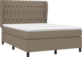 vidaXL Κρεβάτι Boxspring με Στρώμα Taupe 140x200 εκ. Υφασμάτινο