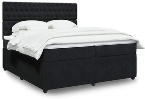 vidaXL Κρεβάτι Boxspring με Στρώμα Μαύρο 200x200 εκ. Βελούδινο