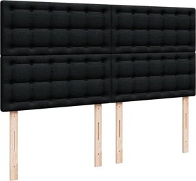 vidaXL Κρεβάτι Boxspring με Στρώμα Μαύρο 200x200 εκ. Υφασμάτινο