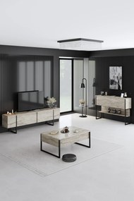 Μπουφές Τραβερτίνη / Μαύρο FOCOS 120x30x80
