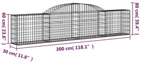 vidaXL Συρματοκιβώτια Τοξωτά 8 τεμ. 300x30x60/80 εκ. Γαλβαν. Ατσάλι