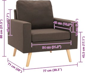 vidaXL Πολυθρόνα Καφέ Υφασμάτινη