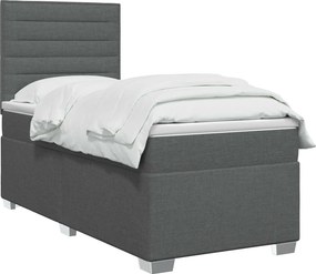 vidaXL Κρεβάτι box spring με στρώμα Σκούρο Γκρι 80 x 200 cm Ύφασμα