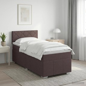 vidaXL Κρεβάτι box spring με στρώμα Σκούρο Καφέ 90 x 200 cm Ύφασμα