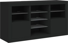vidaXL Μπουφές με LED Μαύρος 123 x 37 x 67 εκ.