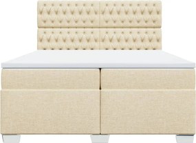 vidaXL Κρεβάτι Boxspring με Στρώμα Κρεμ 200x200 εκ. Υφασμάτινο