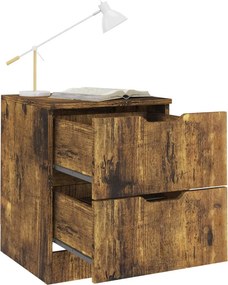 vidaXL Κομοδίνα 2 τεμ. Καπνιστή Δρυς 40 x 40 x 50 εκ. Επεξεργ. Ξύλο