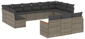 vidaXL Σαλόνι Κήπου 13 Τεμαχίων Γκρι από Συνθετικό Ρατάν με Μαξιλάρια