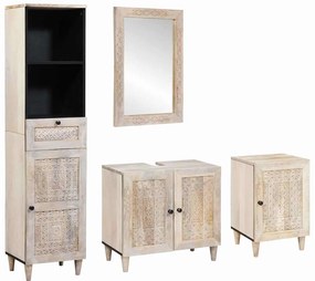 vidaXL Σετ Επίπλων Μπάνιου με συρτάρι 4 pcs Λευκό Επεξεργασμένο ξύλο