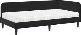 vidaXL Κρεβάτι Γωνίας Μαύρο 100 x 200 cm Βελούδο