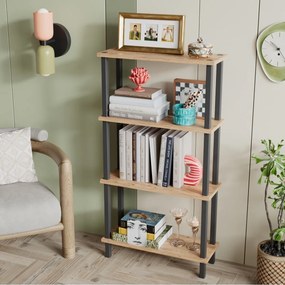 Stewehome Βιβλιοθήκη με 4 ράφια από σανίδα Καφέ 52x22x110 cm
