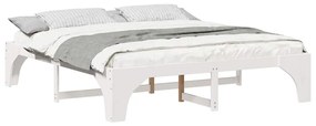 vidaXL Κρεβάτι δαπέδου Λευκό 180 x 200 cm Μασίφ ξύλο πεύκου
