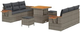 vidaXL Σετ Καναπέ Κήπου 9 pcs Γκρι Πολυέστερ και Κατασκευασμένο Ατσάλι
