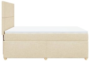 vidaXL Κρεβάτι Boxspring με Στρώμα Κρεμ 140x190 εκ. Υφασμάτινο