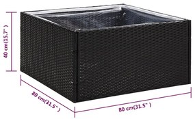vidaXL Ζαρντινιέρα Κήπου Μαύρη 80 x 80 x 40 εκ. από Συνθετικό Ρατάν