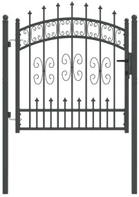 vidaXL Πύλη Φράχτη με Στρογγυλή Κορυφή Γκρι 103 x 100 εκ. Ατσάλι