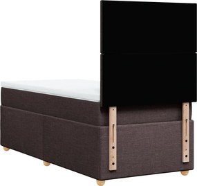 vidaXL Κρεβάτι Boxspring με Στρώμα Σκούρο Καφέ 90x190 εκ. Υφασμάτινο