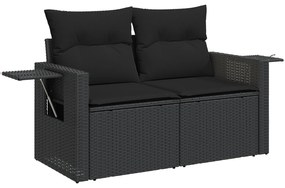 vidaXL 11 Τεμαχίων Σετ Καναπέ Κήπου με Μαξιλάρια Μαύρο Πολυ Ρατάν Ακακία